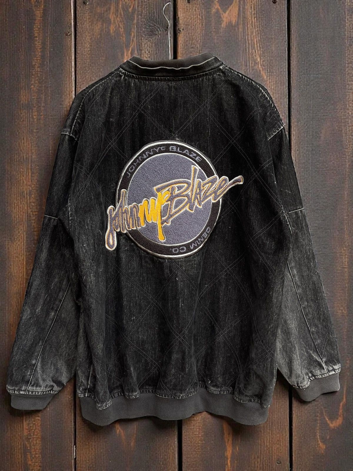 Johnny Blaze Denim Jacket Black Washed Vintage Faded Style