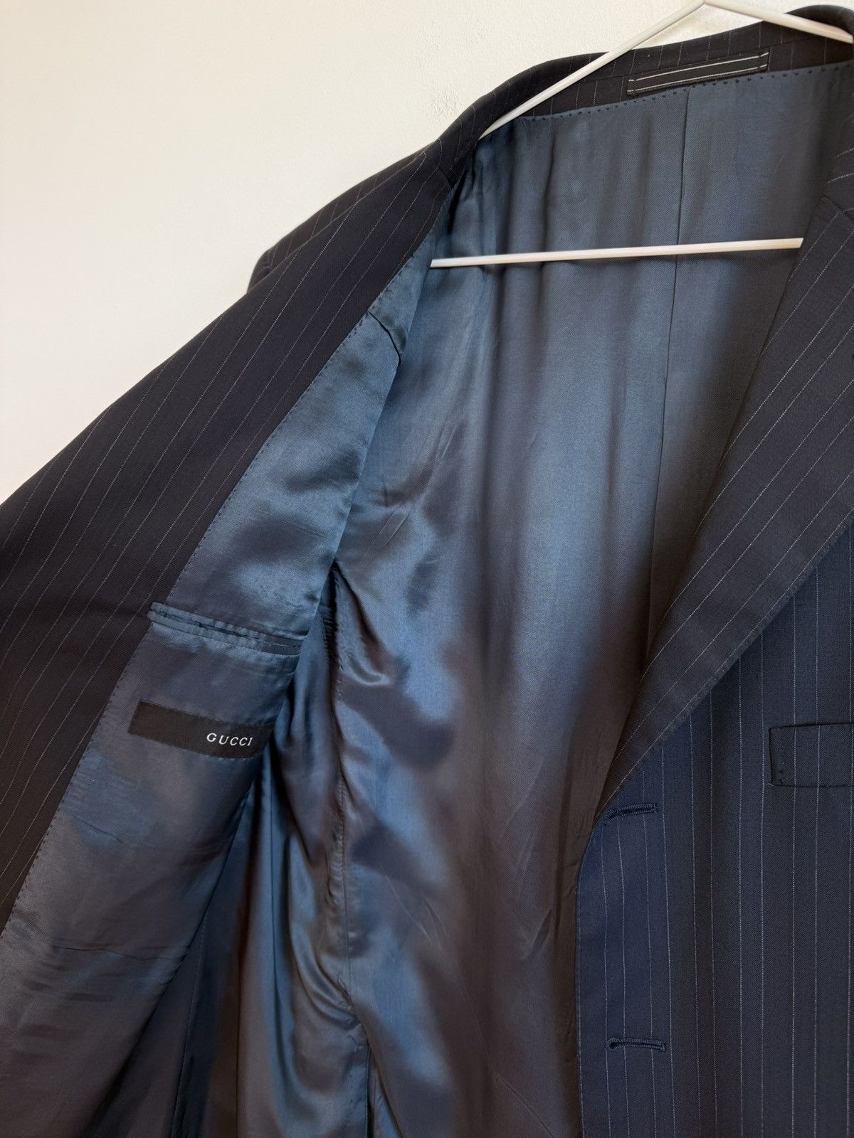Gucci Gucci Navy Wool Stripes Suit 54 Size 54R - 7 Thumbnail