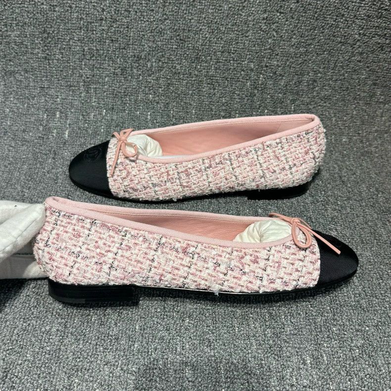 Chanel Chanel Pink coarse flower bow flat shoes Size US 7.5 / IT 37.5 - 3 Thumbnail
