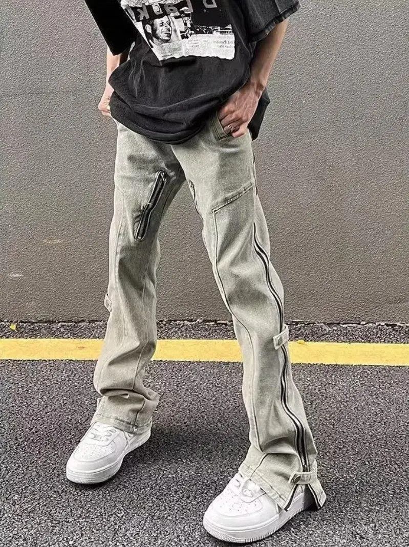 Designer × Japanese Brand High street distressed washed side zip micro flare jeans Size US 32 / EU 48 - 1 Thumbnail