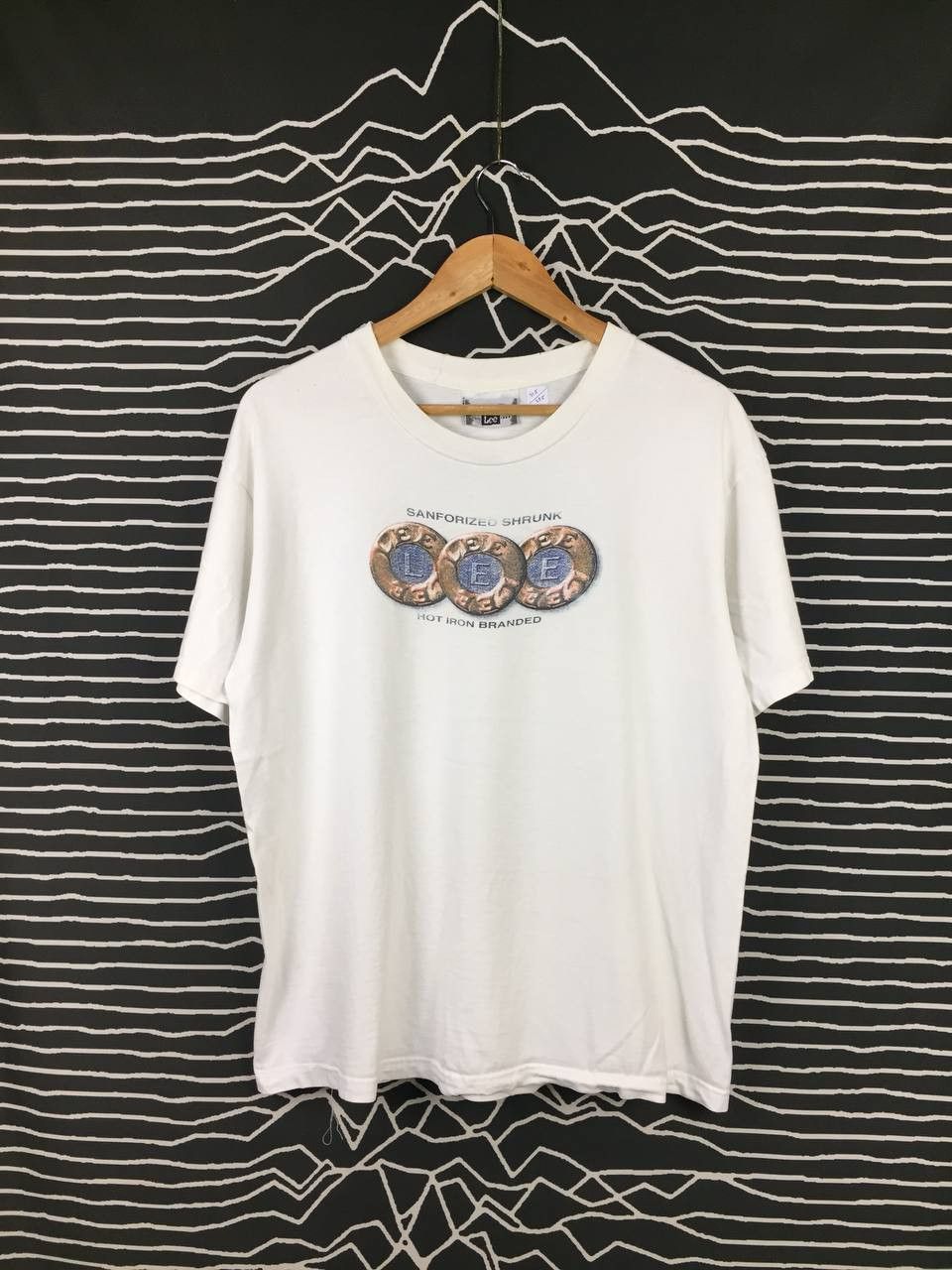 image of Art x Lee VTG Lee Sanforized Shrunk Hot Iron Branded Logo Tee in White, Men's (Size Large)