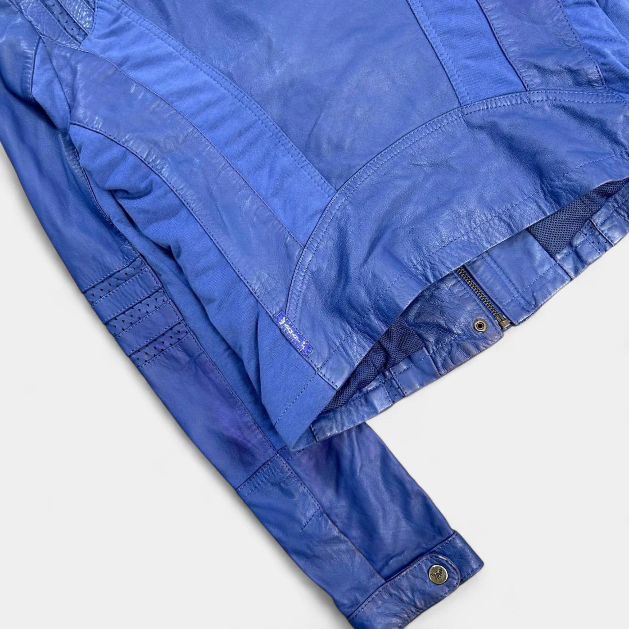 Armani Armani Jeans Leather Blue Biker Jacket Size US XS / EU 42 / 0 - 7 Thumbnail