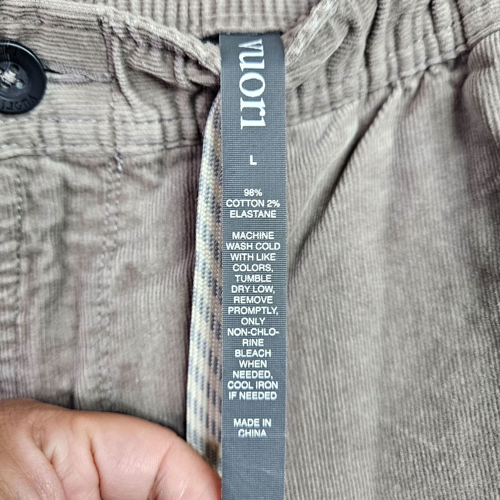 Vuori Vuori Men’s Corduroy Pants L Taupe Brown Cotton Blend Elastic Waist Drawstring Casual Size US 33 - 3 Thumbnail