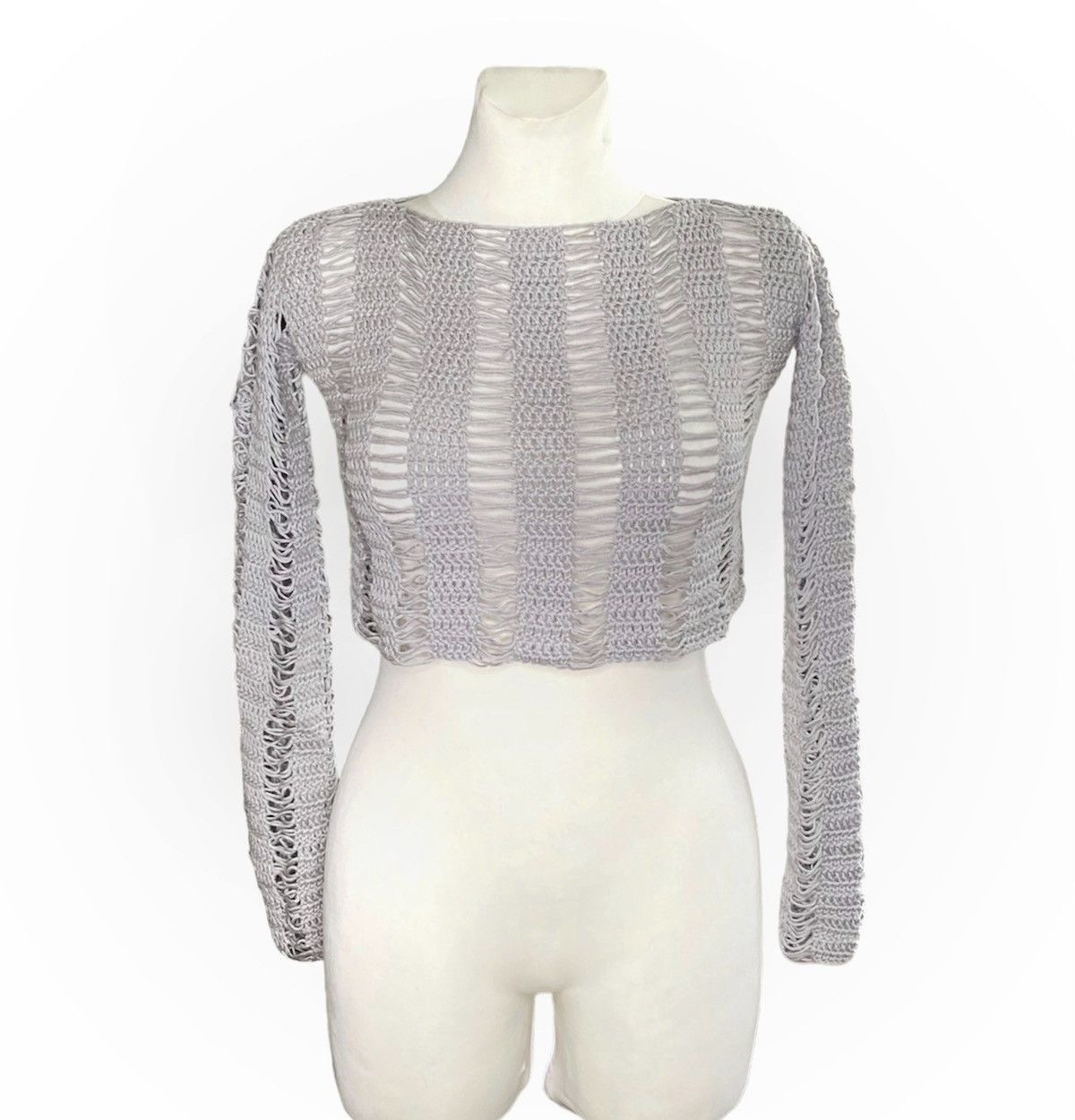 Vintage Vintage Grey Rope see-through Sweater Top Translucent Summer Size S / US 4 / IT 40 - 1 Thumbnail