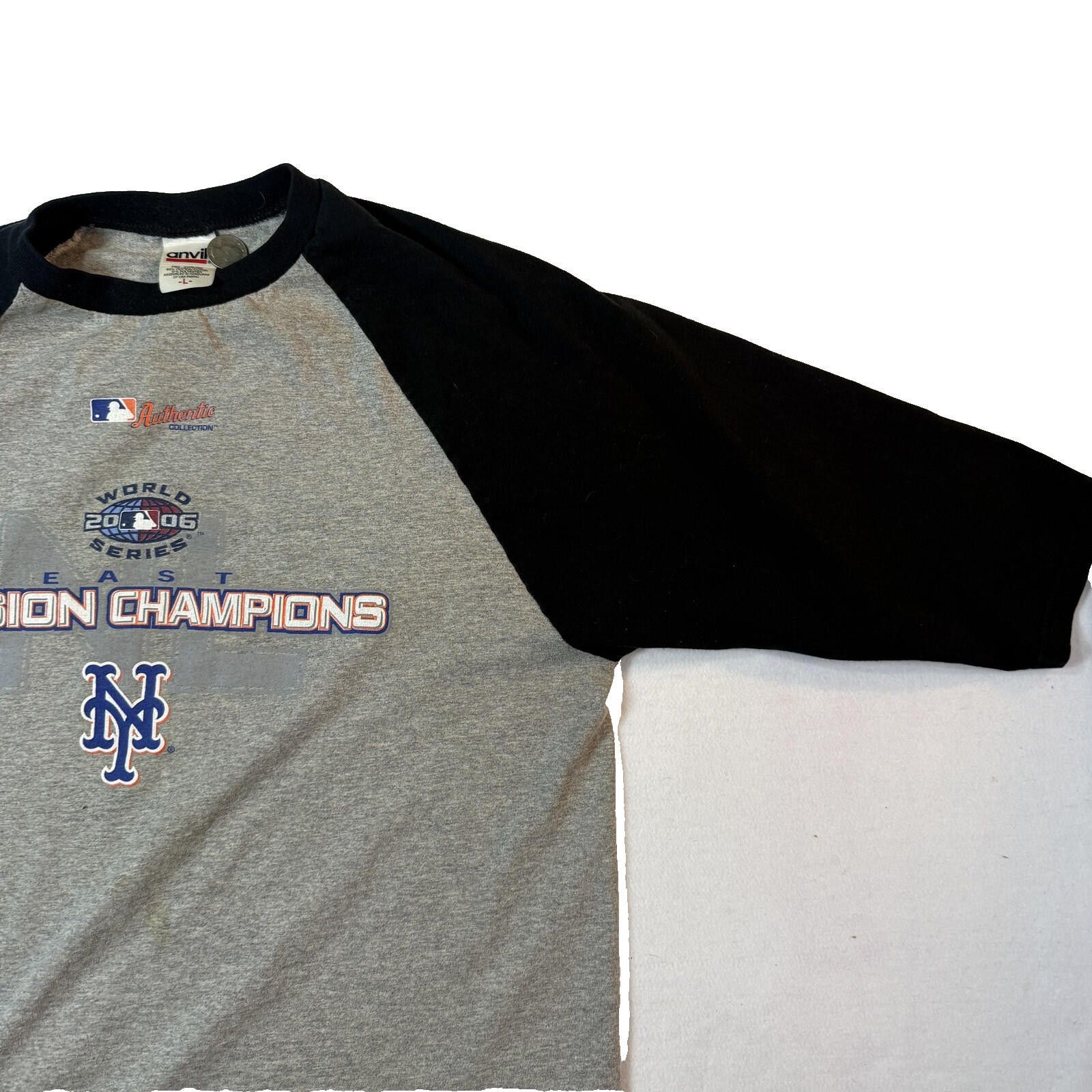Anvil Vintage NY Mets Raglan Shirt Men LG 2006 World Series MLB Size US L / EU 52-54 / 3 - 4 Thumbnail