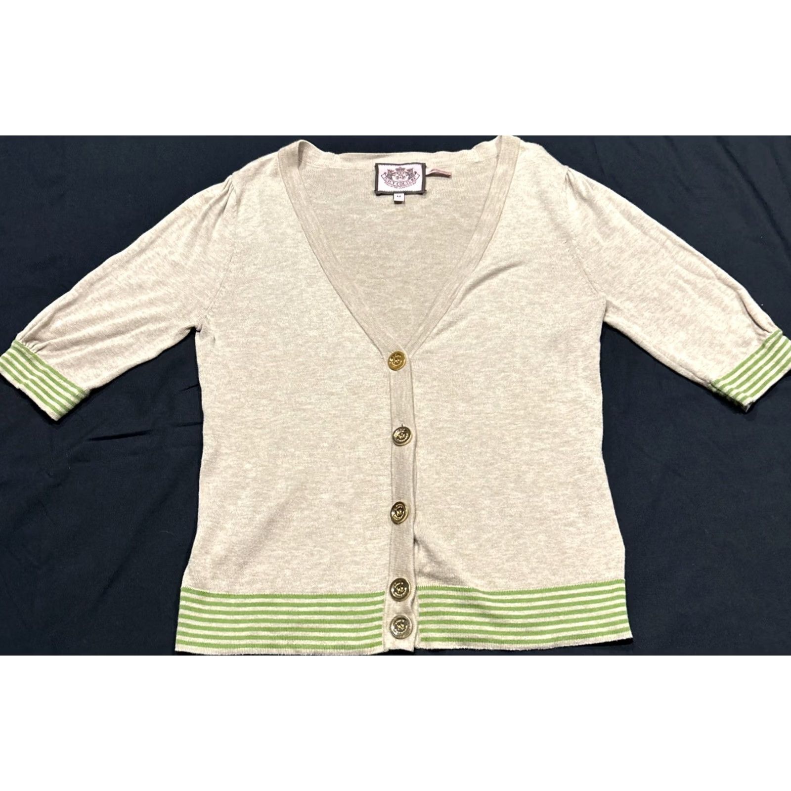 Juicy Couture Juicy Couture Cardigan Sweater M Cotton Multicolor Knit Button 3/4 Sleeve V-Neck Womens Modern Lightweight Size M / US 6-8 / IT 42-44 - 2 Thumbnail