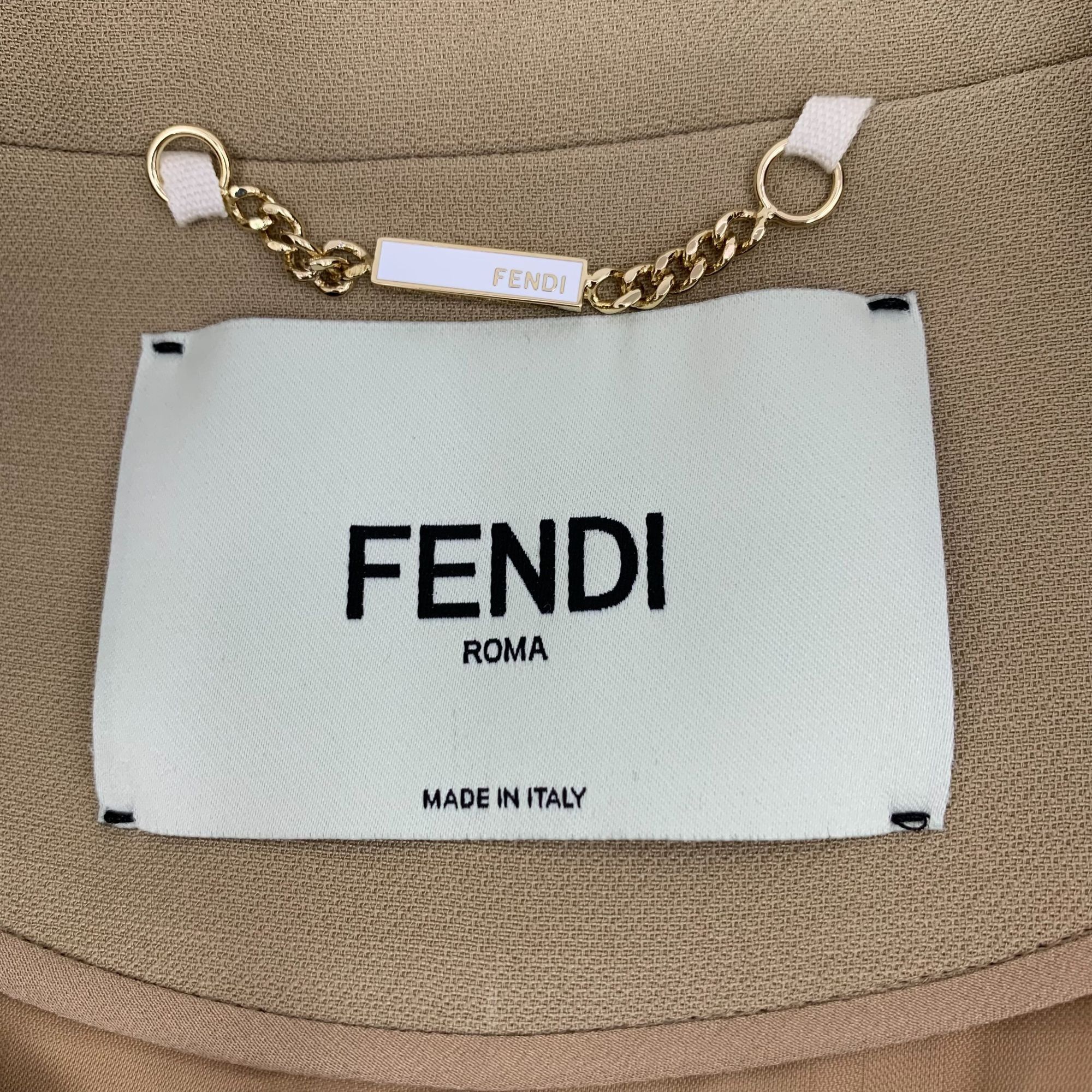 Fendi Fendi Womens Beige Belted Patch Pocket Jacket Size 38 S Wool Size XS / US 0-2 / IT 36-38 - 2 Thumbnail