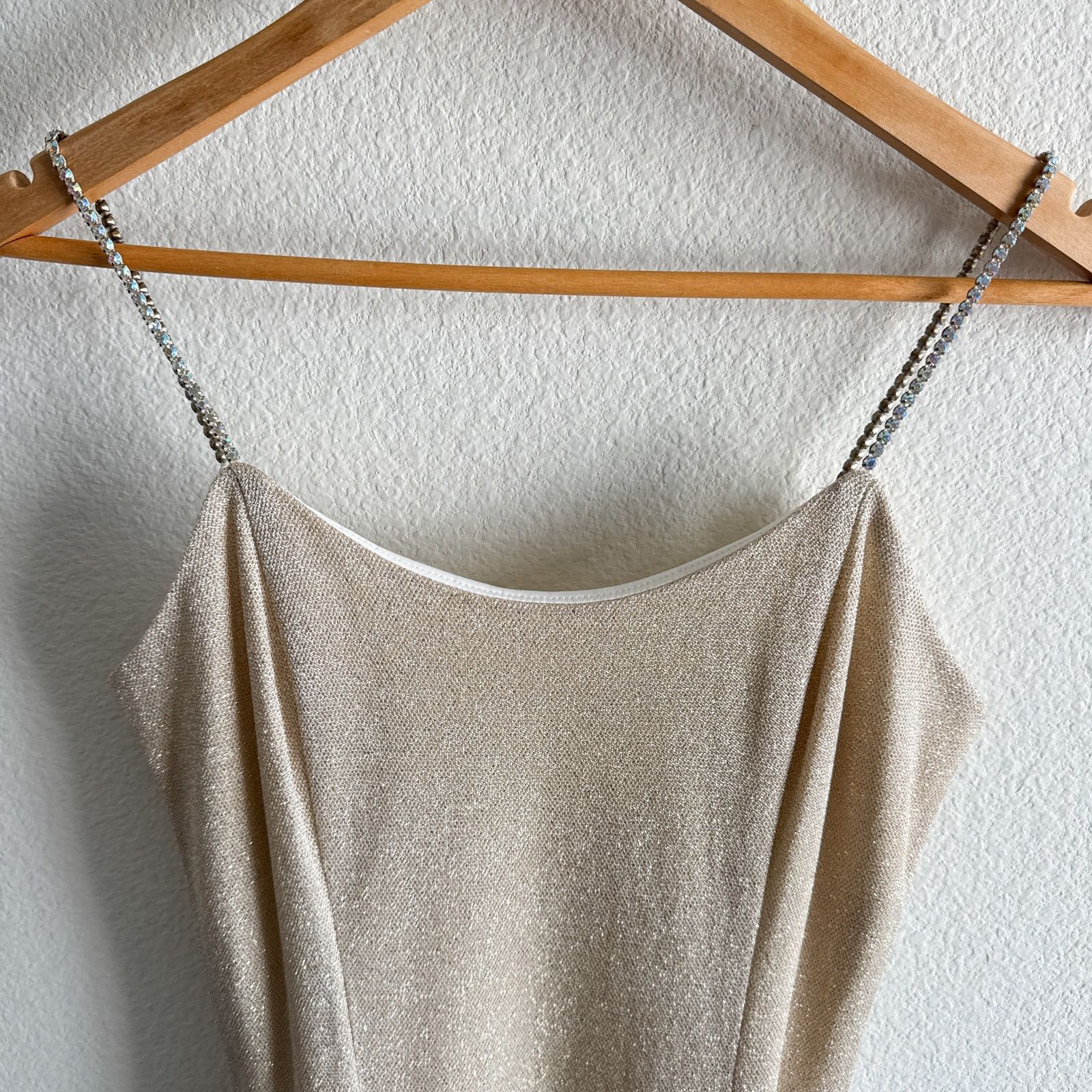 Jessica McClintock × Other 90s Scott McClintock Gold Shimmer Slip Dress Rhinestone Size S / US 4 / IT 40 - 4 Thumbnail