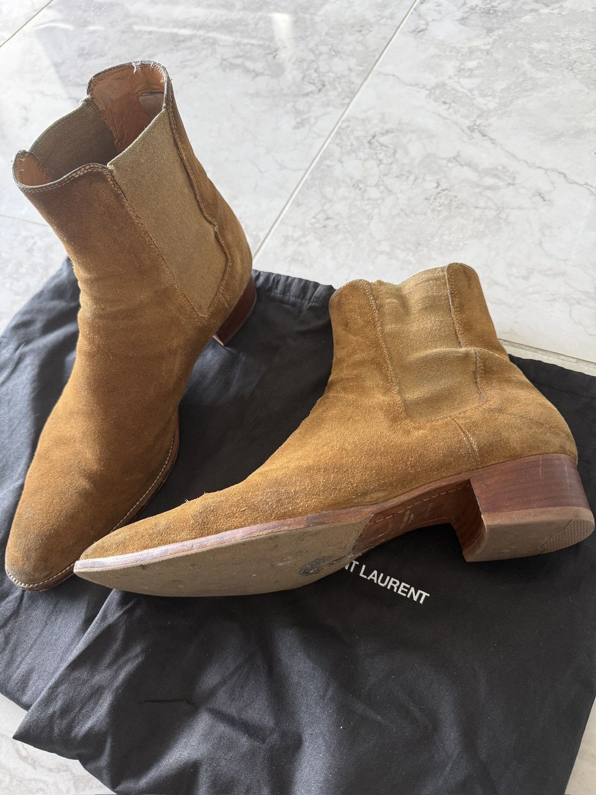 Saint Laurent Paris Hedi Slimane Era Chelsea Wyatt 40 suede boots Size US 13 / EU 46 - 1 Thumbnail