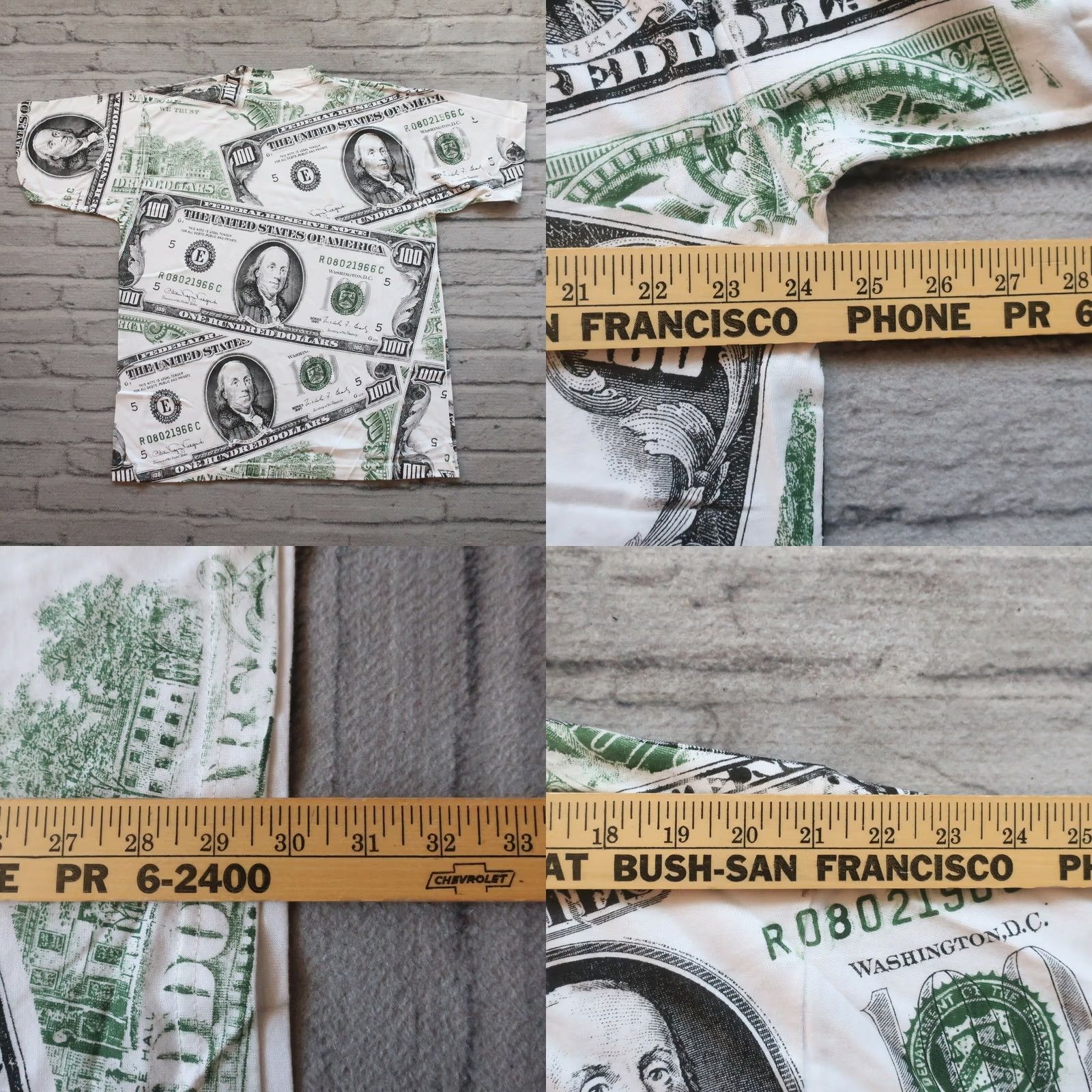 Vintage Vintage 100 Dollar Bill Benjamin Money All Over Print Tshirt Mens X-Large White Dynasty Tshirt Money Vintage 90s Theme Size US XL / EU 56 / 4 - 8 Thumbnail