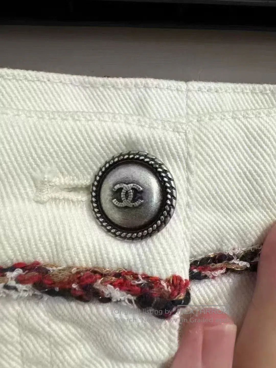 Chanel Chanel White Denim Skirt. Size 37" - 5 Thumbnail