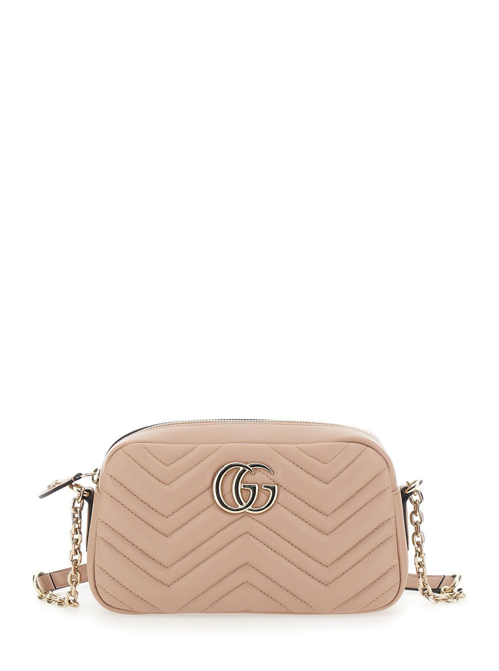 Gucci 'GG Marmont' Pink Small Shoulder Bag with Chain Strap and GG Plate on Front in Leather for Women Size ONE SIZE - 1 Thumbnail