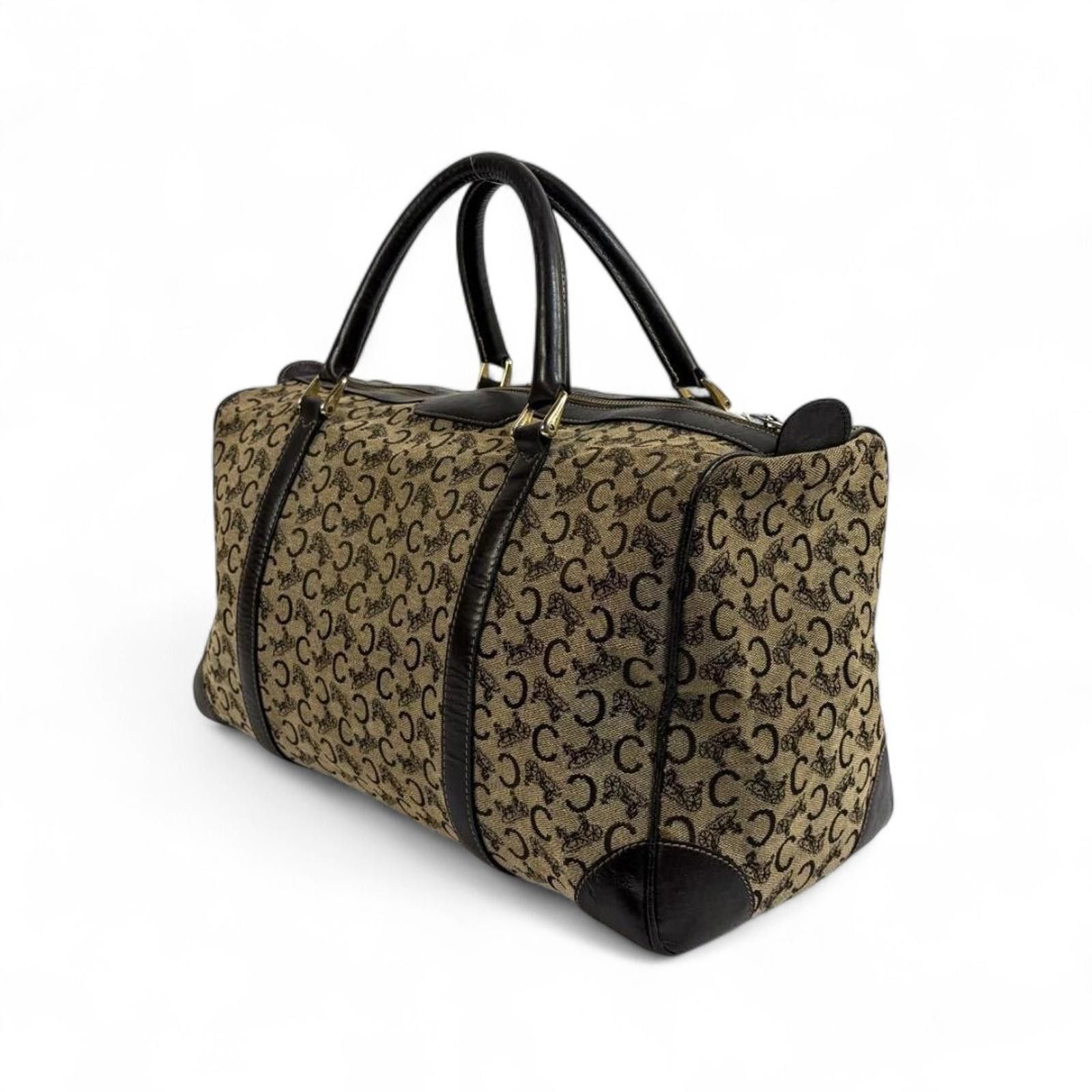 Celine Celine - Vintage Monogram Canvas Handbag with Black Leather Size ONE SIZE - 4 Thumbnail