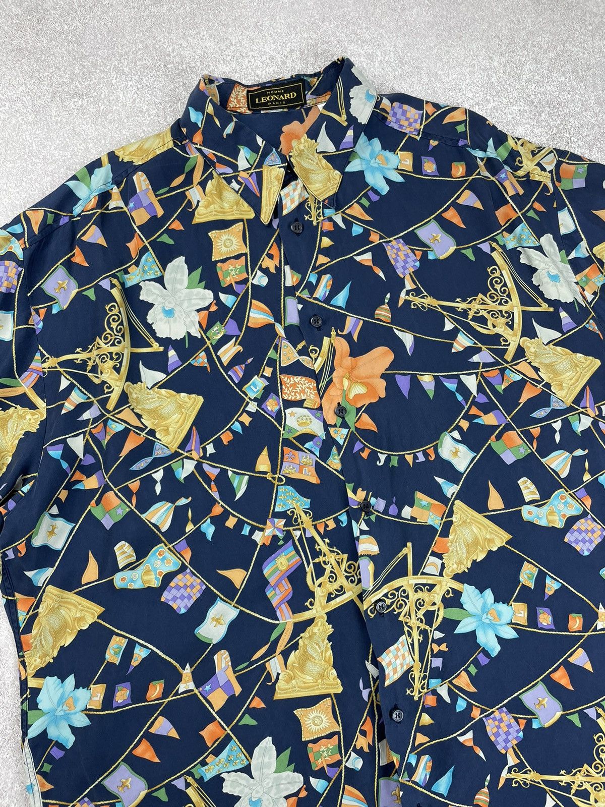 Leonard Paris × Vintage Leonard Paris Vintage Printed Silk Shirt Size US XXL / EU 58 / 5 - 1 Thumbnail