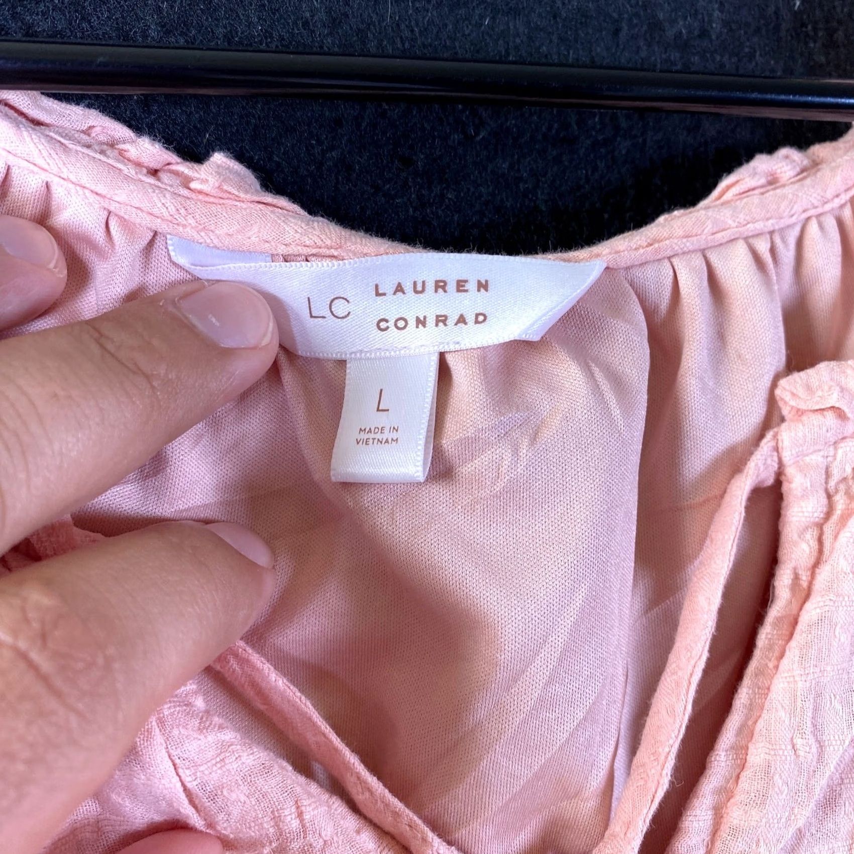 Lauren Conrad Lauren Conrad Blouse Womens Blush Pink Checkered Lined Long Sleeve Boho Casual Workwear Shirt L Size L / US 10 / IT 46 - 6 Thumbnail