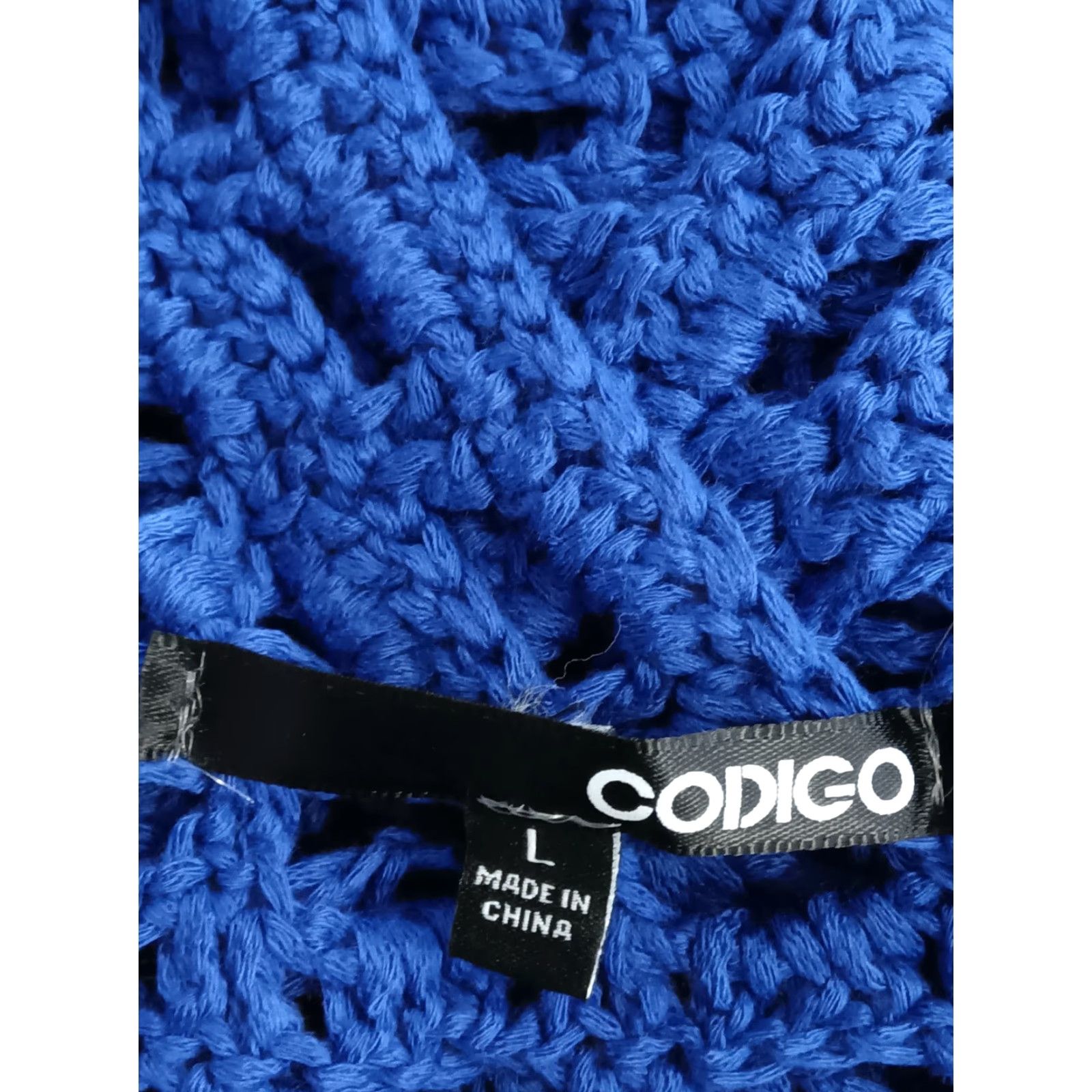 Vintage Codigo Crochet Knitted Blue V-Neck Beach Mini Dress L Size L / US 10 / IT 46 - 5 Thumbnail