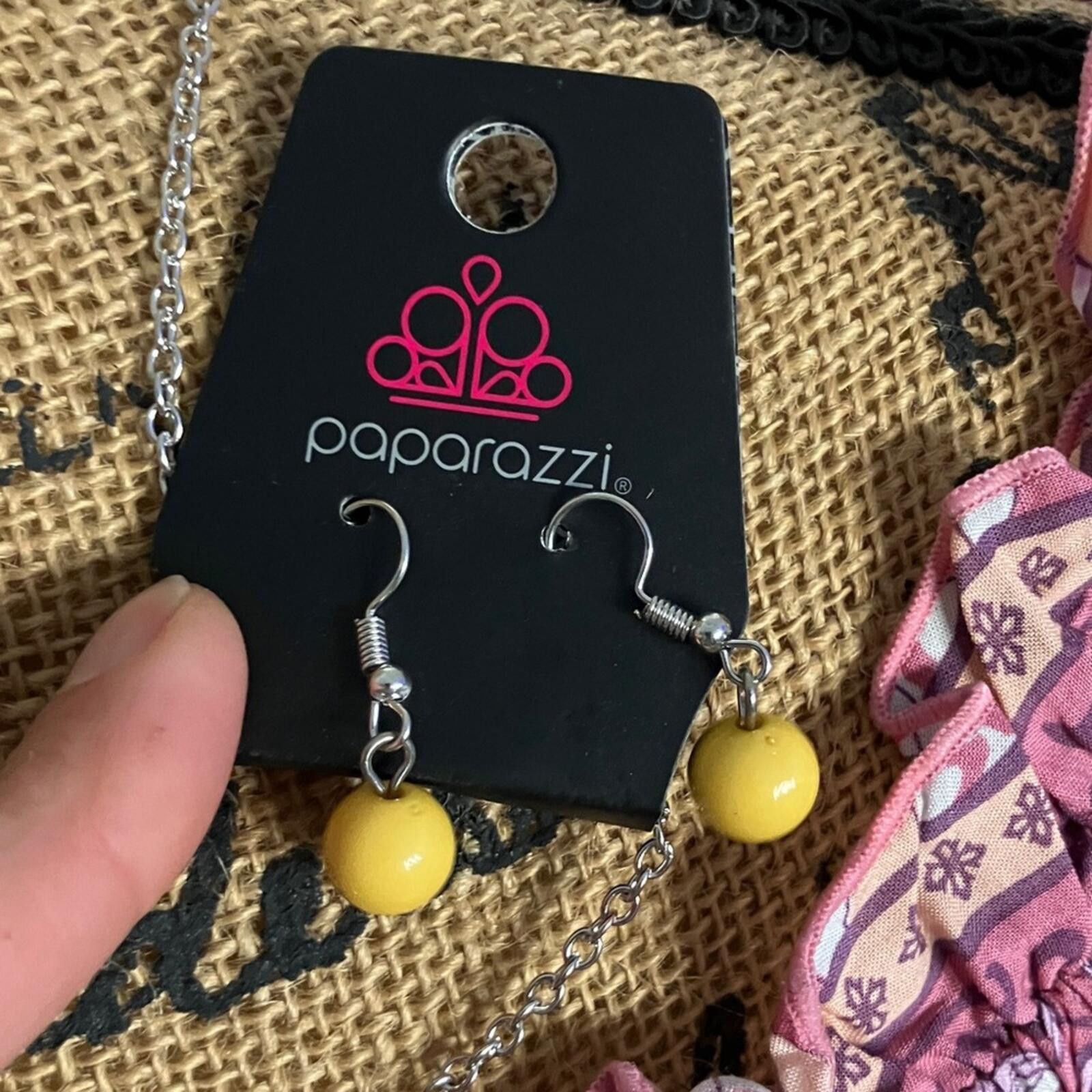 Other paparazzi Yellow Crescent Bib Necklace and Stud Earrings Set Size ONE SIZE - 2 Thumbnail