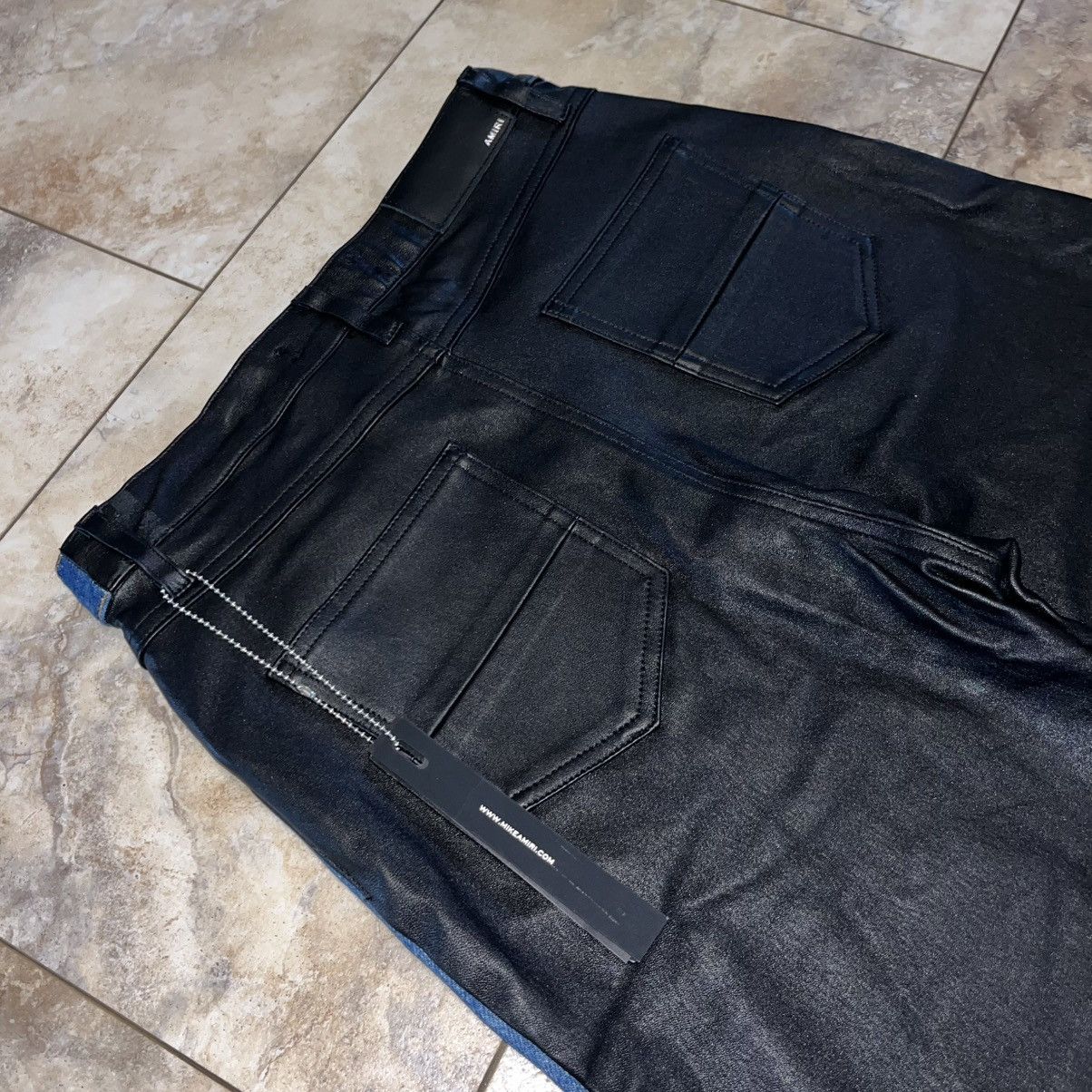 Amiri AMIRI Women’s Leather Crop Flare Jeans Indigo Distressed 27 Size 28" / US 6 / IT 42 - 5 Thumbnail