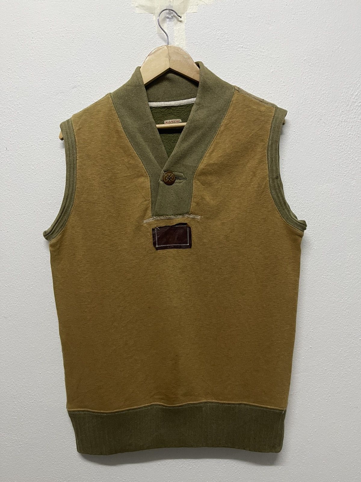Kapital 90s KAPITAL COTTON MIX COWHIDE LEATHER COTTON VEST RARE Size US M / EU 48-50 / 2 - 1 Thumbnail