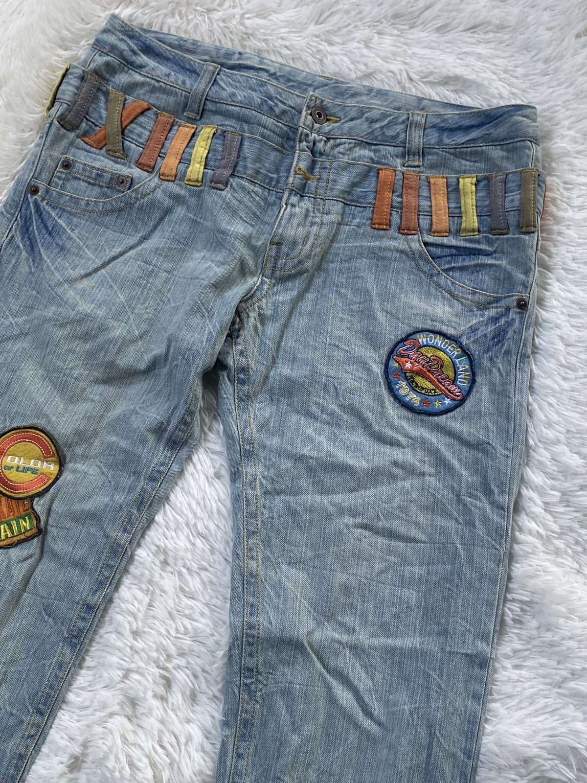 Japanese Brand 🔥BINDING NOW🔥Original Jeans Patches Double Waist Denim Size US 33 - 3 Thumbnail