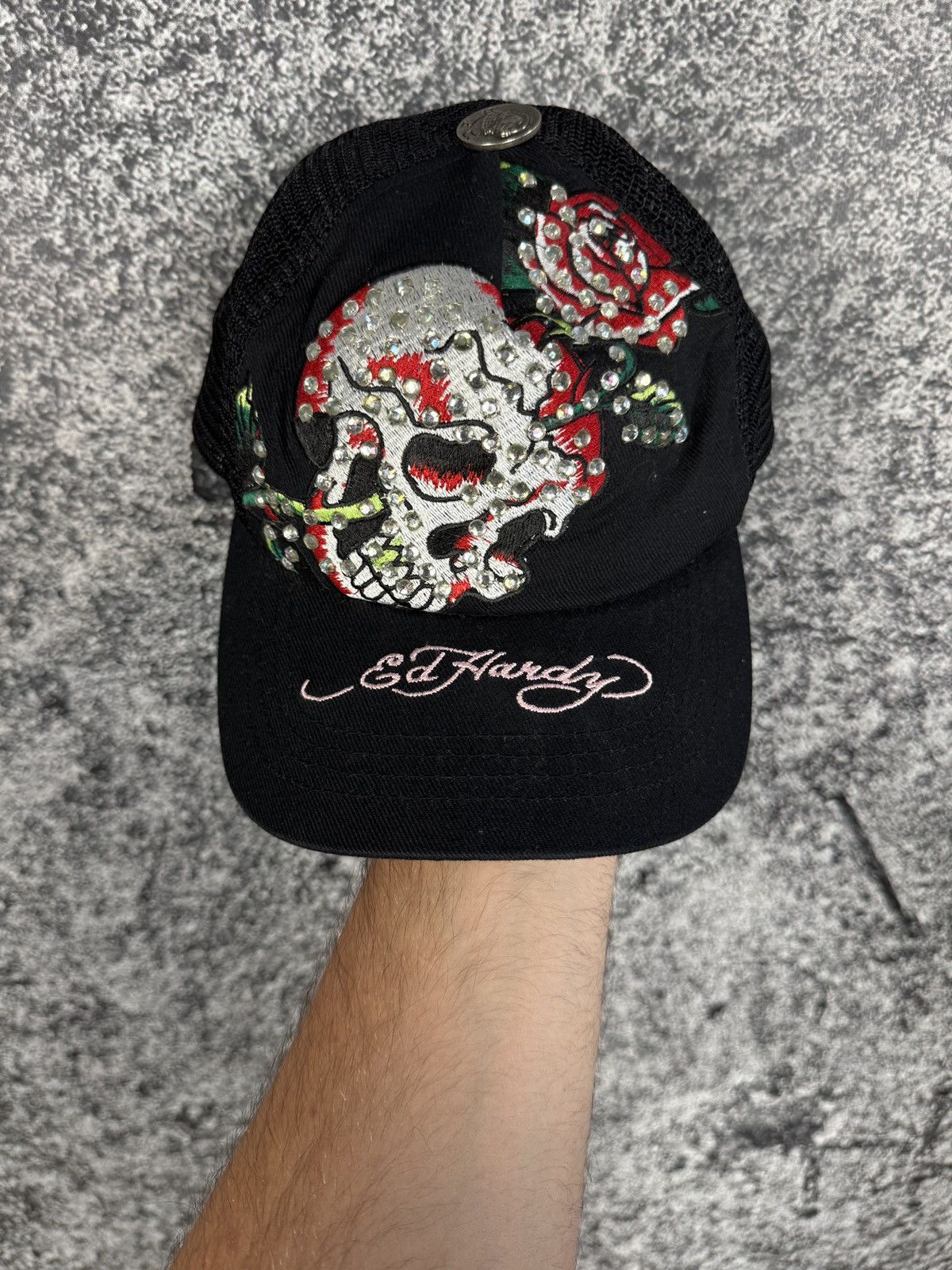 Ed Hardy Ed Hardy Baseball Cap Skeleton Rose Logo Y2K One Size Size ONE SIZE - 2 Thumbnail
