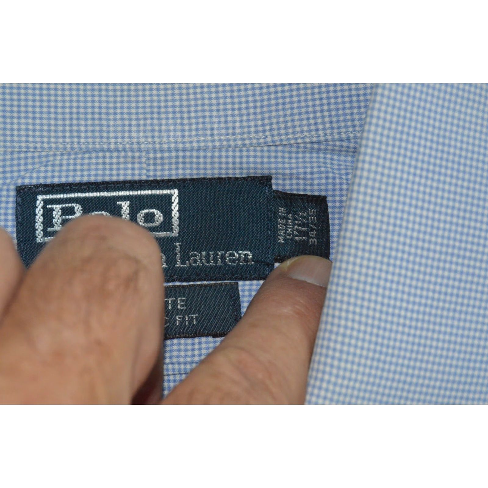 Polo Ralph Lauren VINTAGE Polo Ralph Lauren Men's Estate Classic Fit Button-Up Shirt Blue Check 17.5 34/35 Size US XXL / EU 58 / 5 - 4 Thumbnail