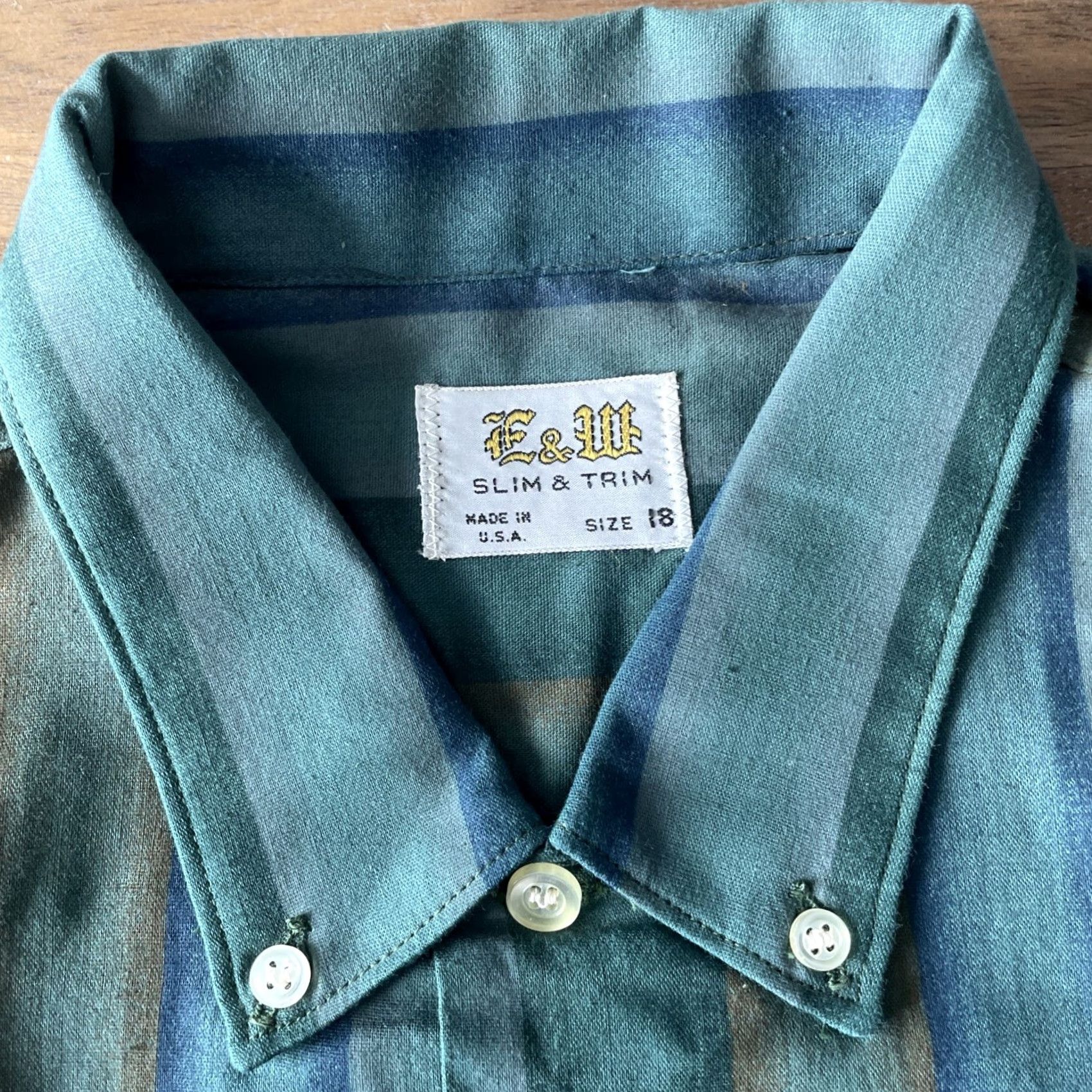 Vintage VINTAGE Ely & Walker Shirt Mens 18 Slim Fit Cotton 1950s Green Rockabilly Button-Front Long Sleeve Size US XXL / EU 58 / 5 - 4 Thumbnail