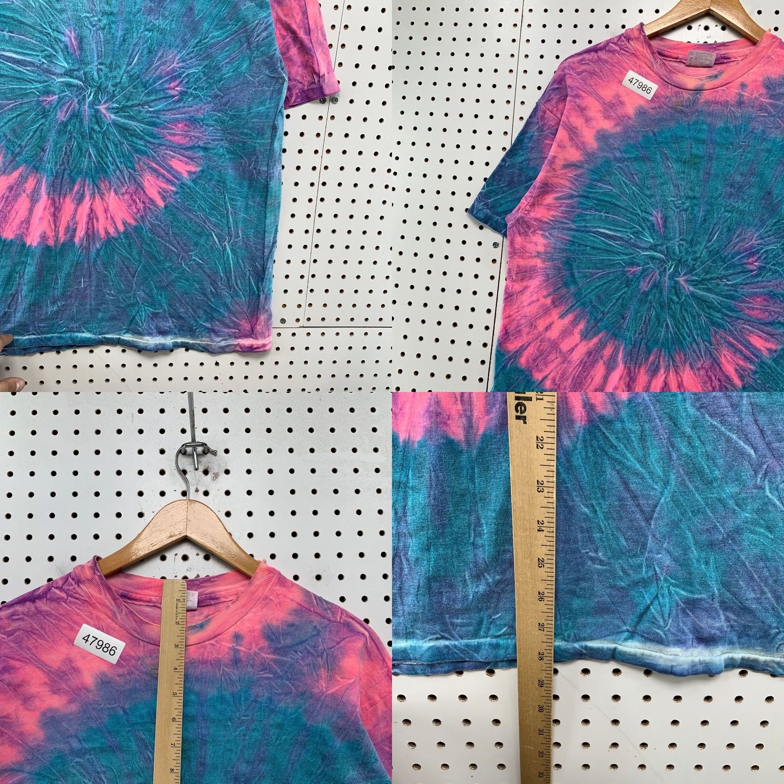Hanes VINTAGE Hanes Shirt Mens XL Pink Blue Tie Dye Hippie 80s Swirl Made USA Size US XL / EU 56 / 4 - 8 Thumbnail