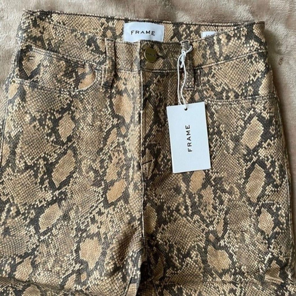 Frame Frame Le High Skinny Crop High Rise Snake Brown Jean Size 25 Size 25" / US 0 / IT 36 - 6 Thumbnail