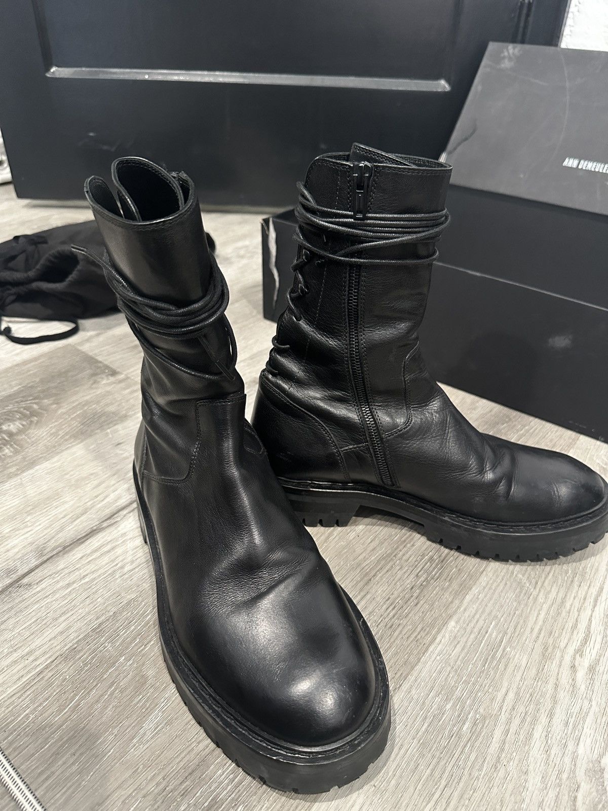 image of Ann Demeulemeester Backlace “ Louise” Boots in Black, Men's (Size 8)