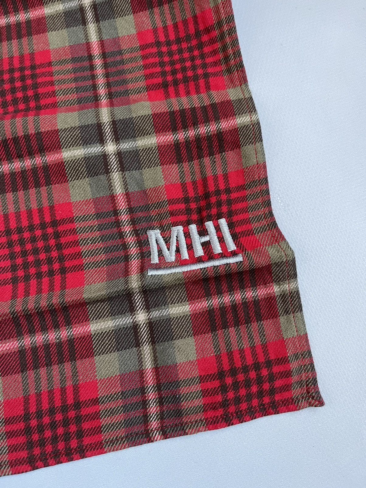 Designer × Japanese Brand × Maharishi Maharishi Unisex Red Plaid Cotton Scarf Size ONE SIZE - 3 Thumbnail