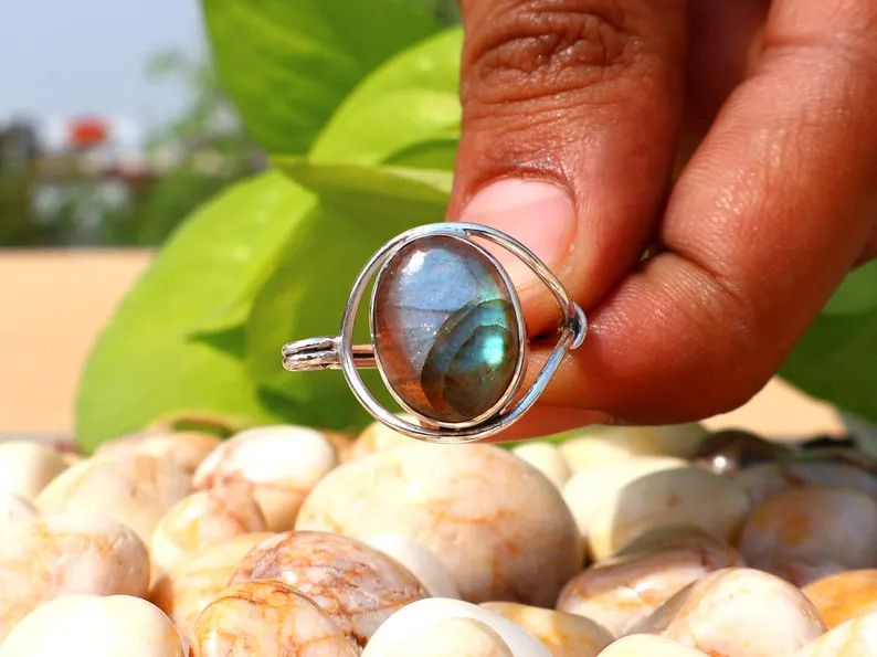Handmade Labradorite Ring, 925 Silver Ring, Handmade Gift For Her Size ONE SIZE - 4 Thumbnail
