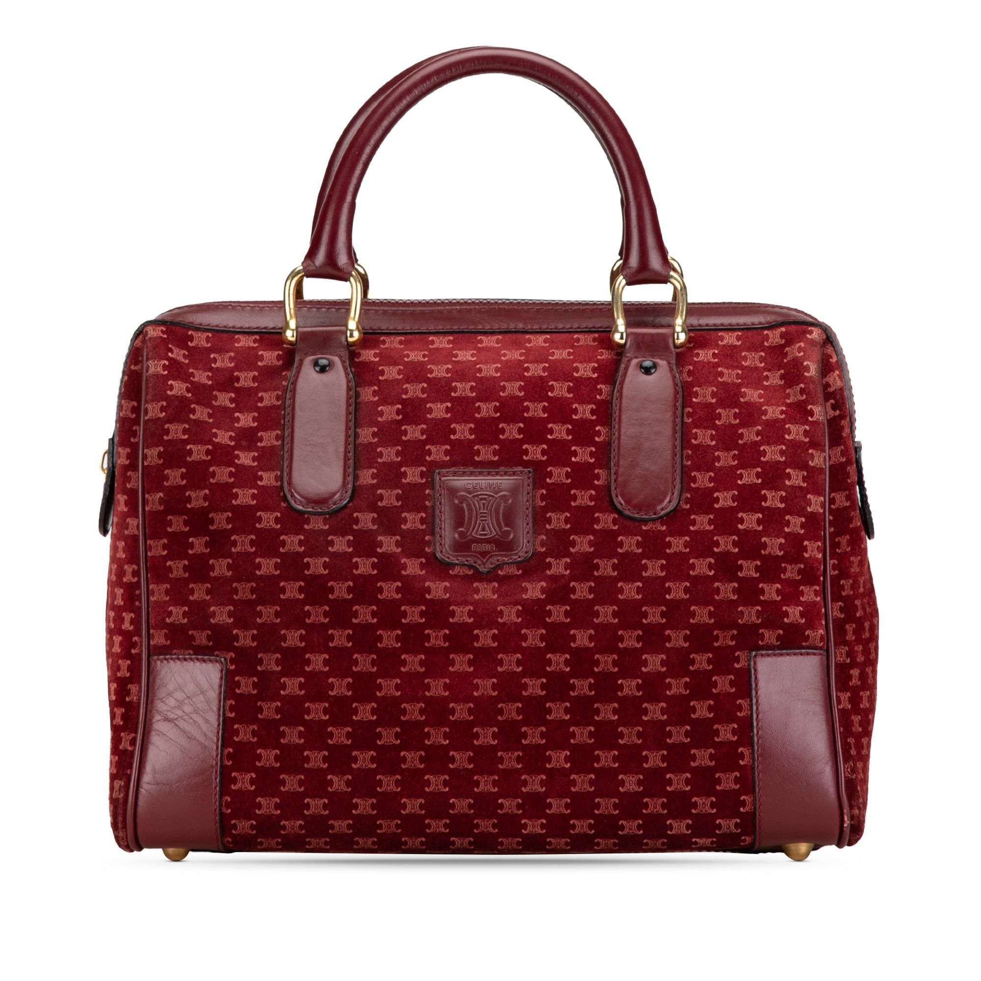 Celine Celine Macadam Suede Boston Bag Red Size ONE SIZE - 1 Thumbnail