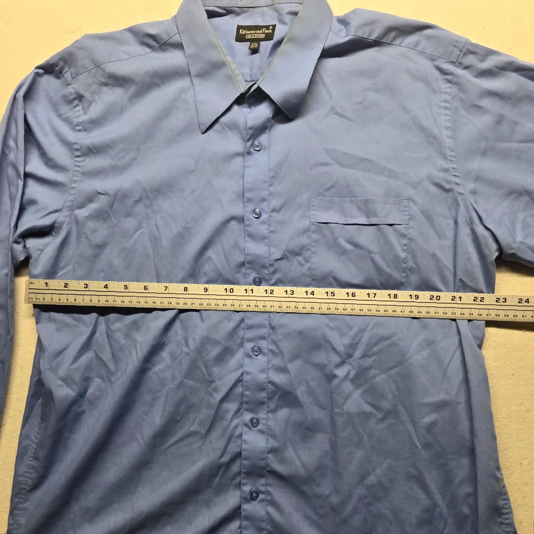 Vintage Kilburne and Finch Dress Shirt Men 17.5 Blue Long Sleeve Button Up Size 46R - 4 Thumbnail