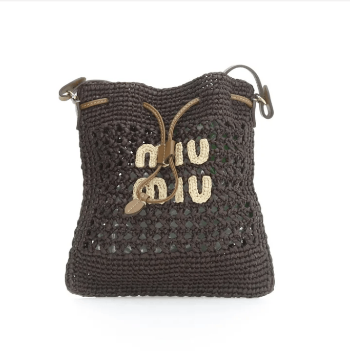 Miu Miu MIU MIU Mini Raffia Bucket Handbag Size ONE SIZE - 1 Thumbnail