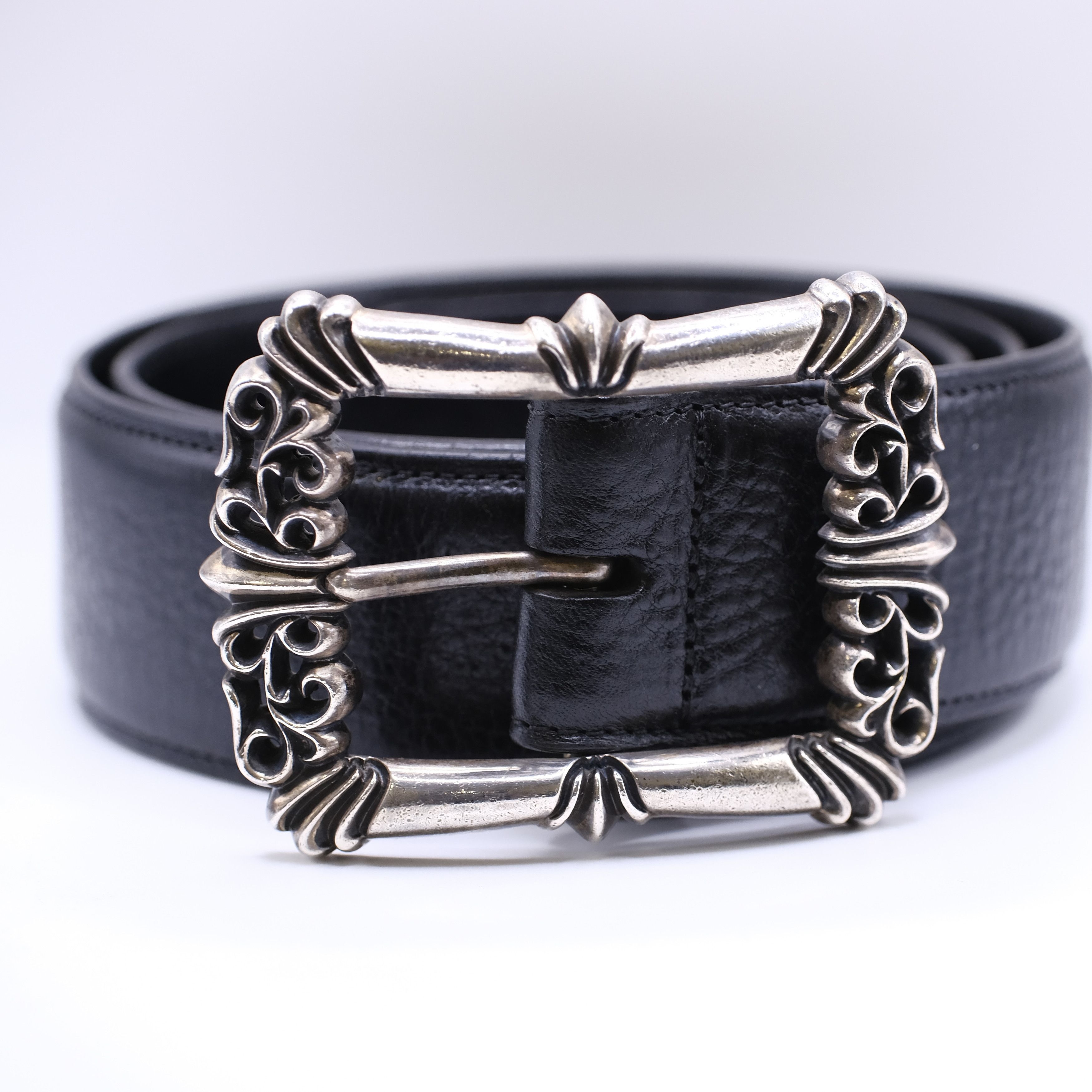 Chrome Hearts Chrome Hearts Double Roller Black Leather Belt Sz 32 