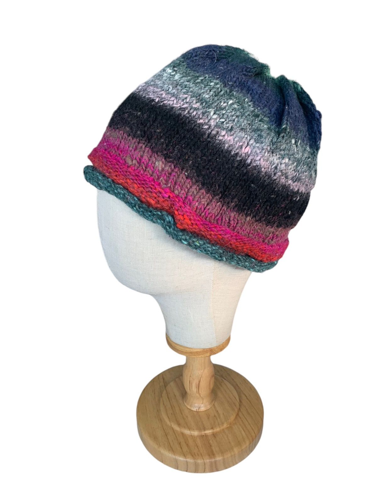 Japanese Brand Hippies style Rare Multicolour Knitted Beanie Hats Size ONE SIZE - 4 Thumbnail