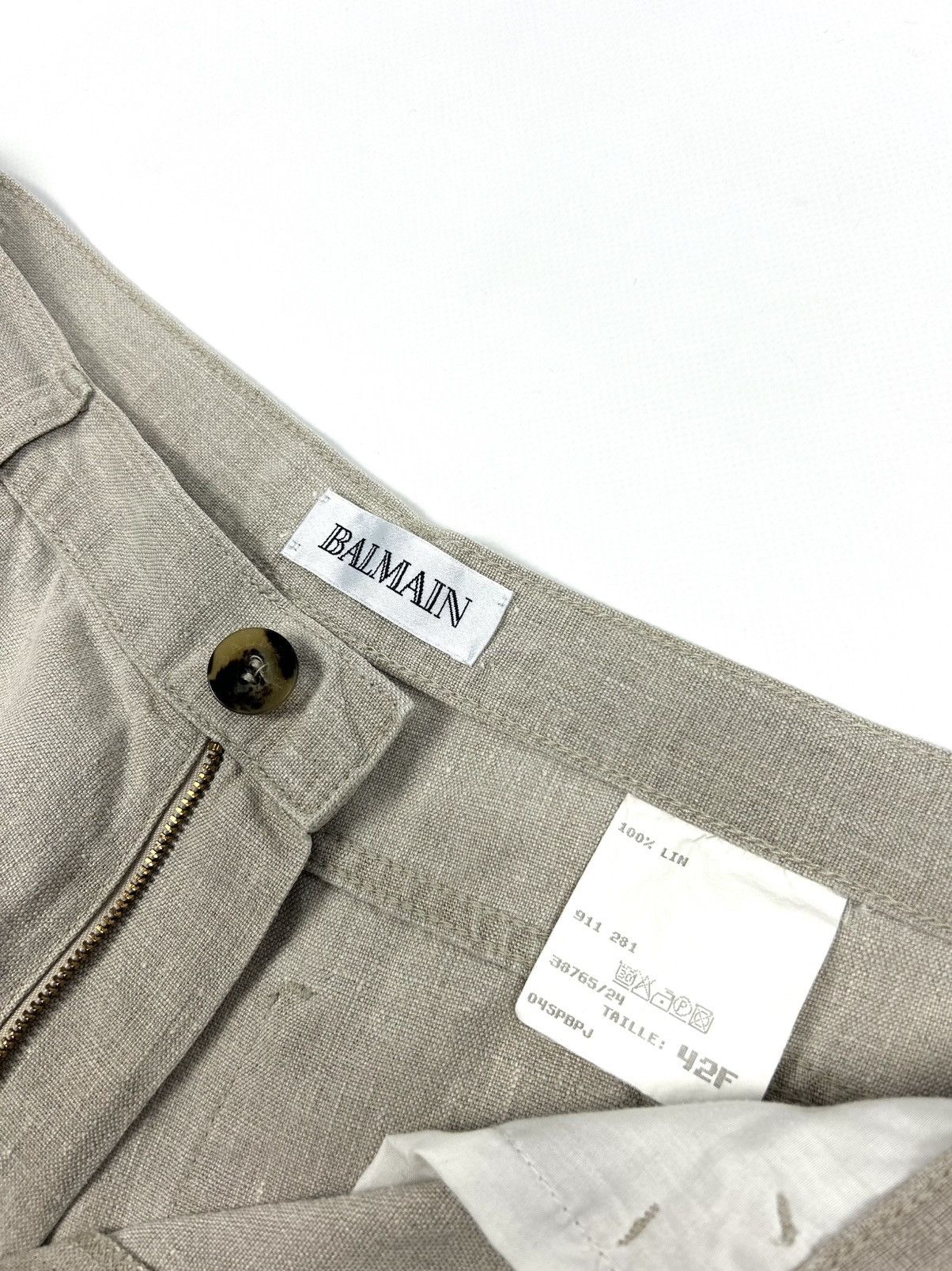 Balmain rare Balmain Vintage Heavy Linen Tailored Pants Beige 42 M Size US 32 / EU 48 - 14 Thumbnail