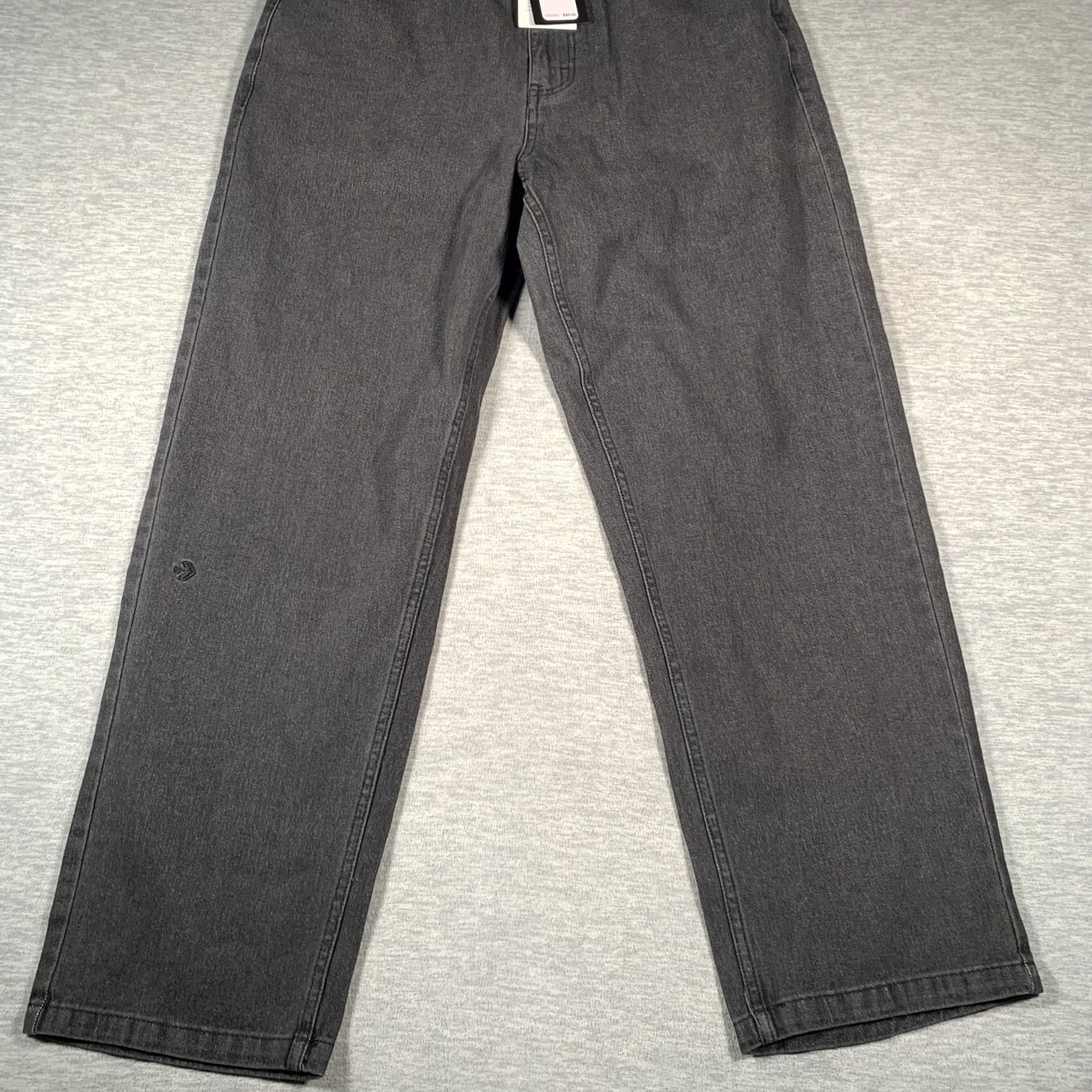 Converse Converse Jeans Mens Large Gray Straight Leg Denim Pants Logo Patch Relaxed Fit Size US 33 - 3 Thumbnail