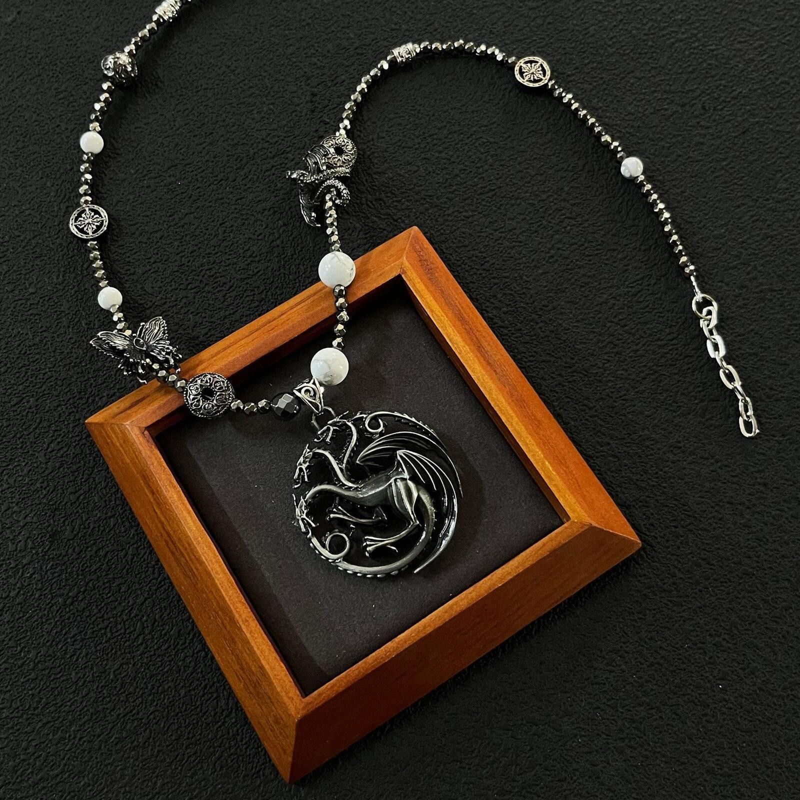 Jewelry Dragon Hollow Dark Chain Necklace Size ONE SIZE - 3 Thumbnail