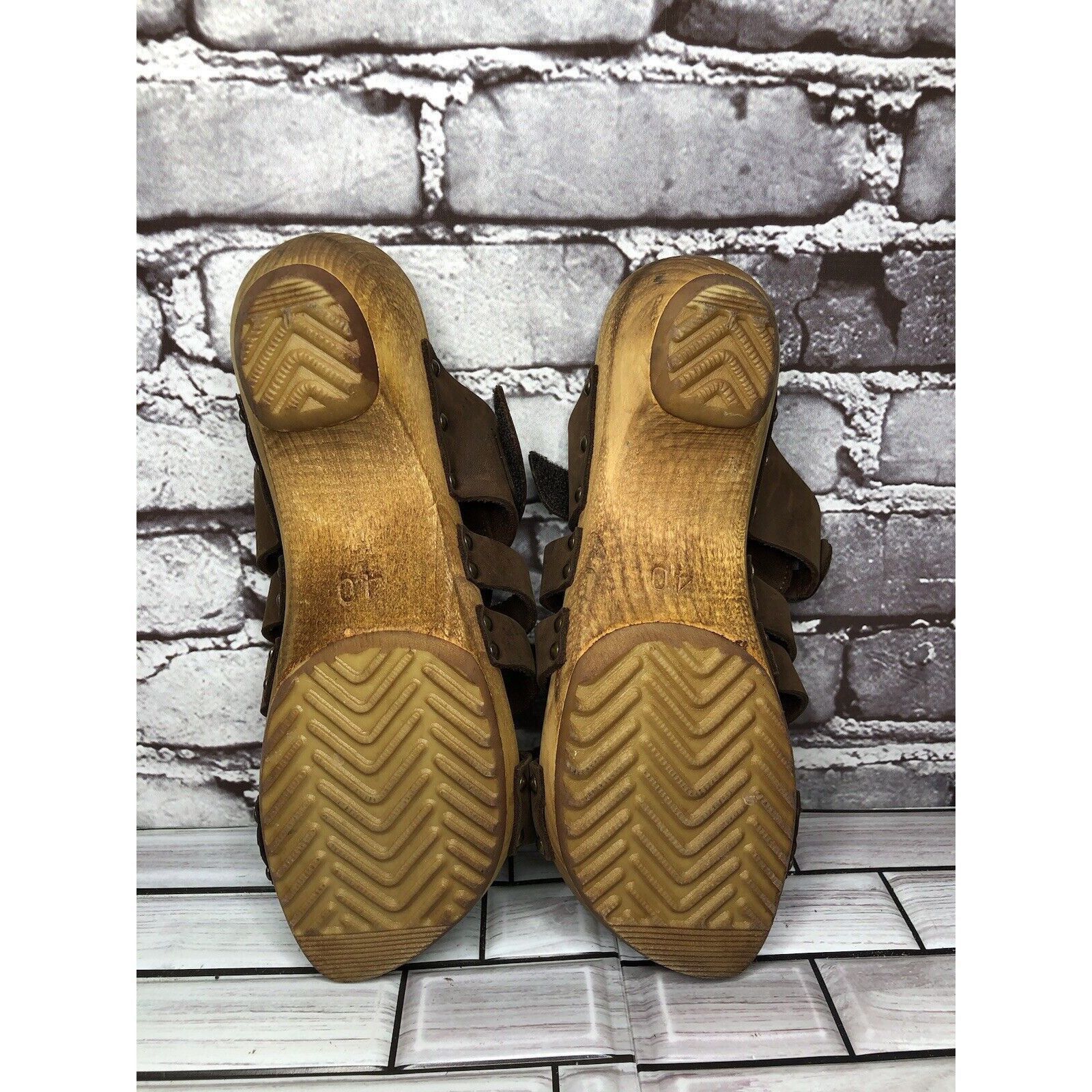 Other Sanita Brown Suede Leather Slide Clogs Wooden Heel Sandals W Size US 9.5 / IT 39.5 - 6 Thumbnail