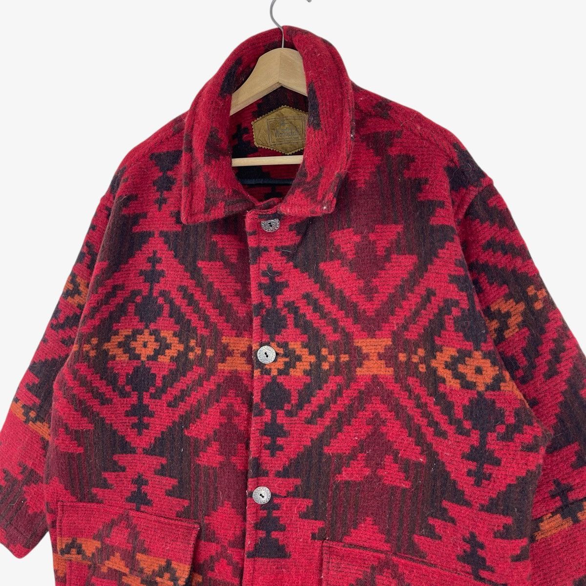 Vintage × Woolrich Woolen Mills 1980 Aztec Native wool Blanket Jacket Size US L / EU 52-54 / 3 - 2 Thumbnail