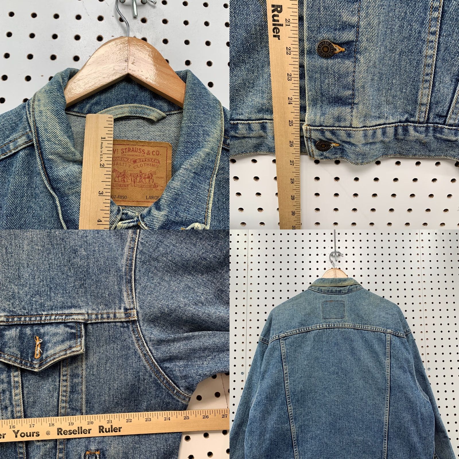 Levi's VINTAGE Levi's Denim Trucker Jacket Mens Large Button Mad In USA 25x26.5 90s Trucker Jacket Blue Jeans Size US 33 - 10 Thumbnail