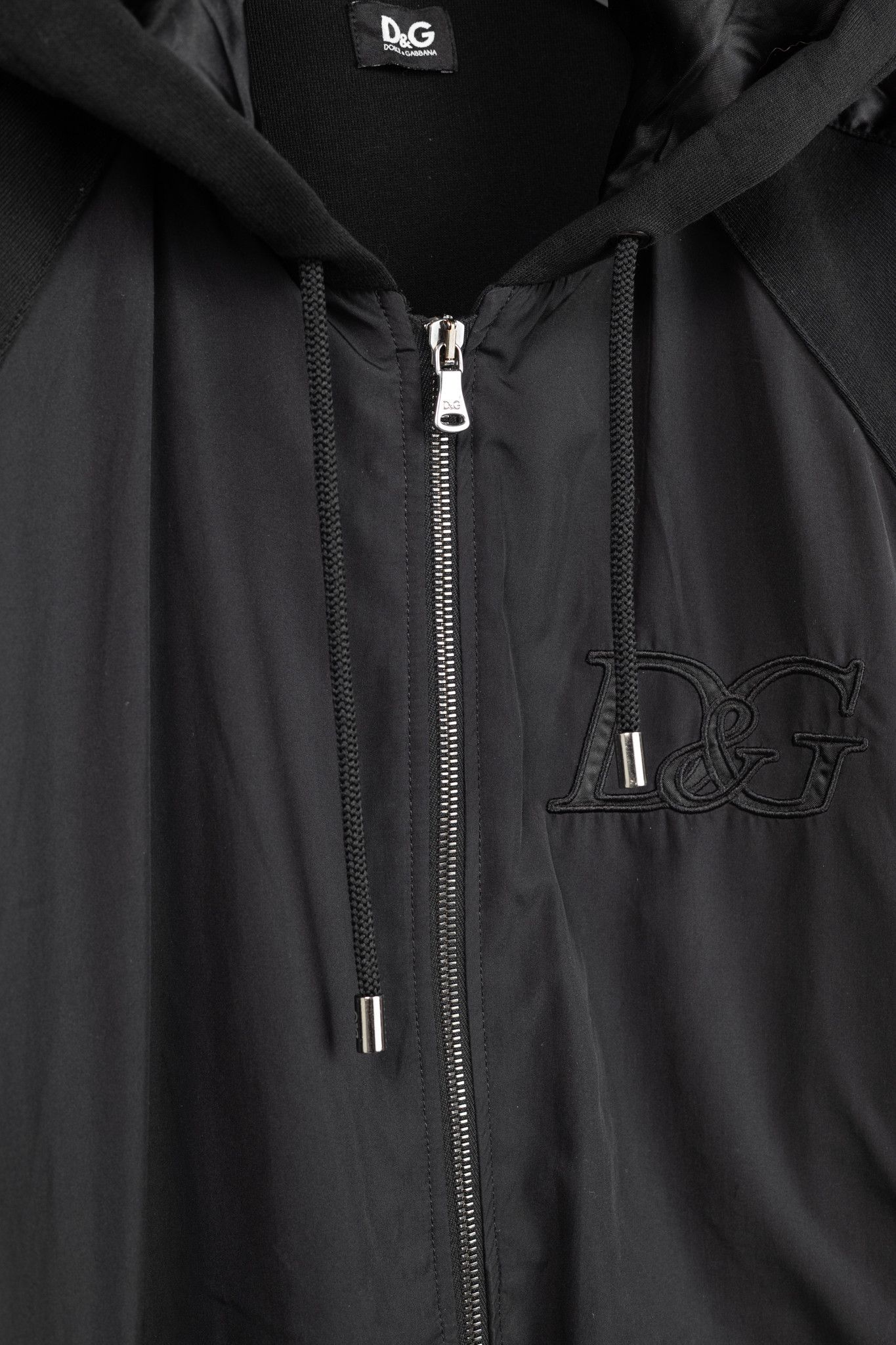 Dolce & Gabbana D&G Dolce & Gabbana Black Cotton Logo-Embroidered Zip Hoodie Size US M / EU 48-50 / 2 - 9 Thumbnail