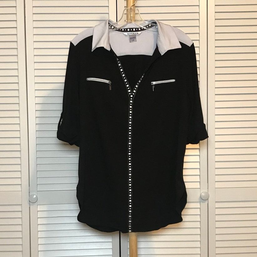 Other Nygard Embroidered Collared V-Neck 3/4 Sleeve Blouse L Size L / US 10 / IT 46 - 1 Thumbnail