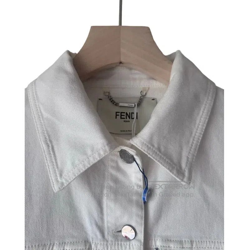 Fendi Fendi Spring Autumn White Cotton Logo Jacket . Size M / US 6-8 / IT 42-44 - 4 Thumbnail