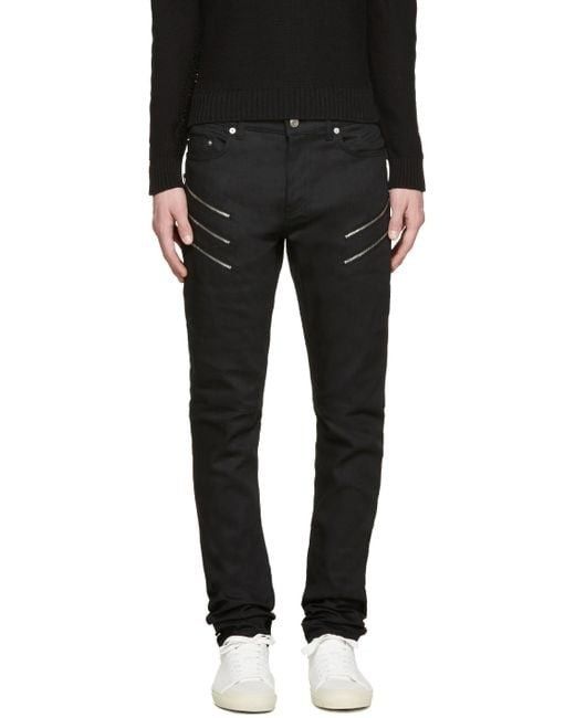 image of Saint Laurent Paris Men's Black Skinny Zip Jeans (Size 30)