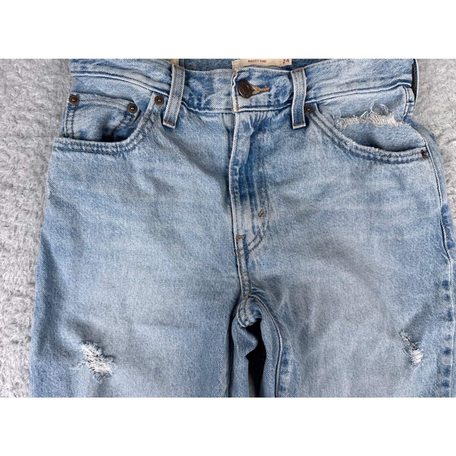 Levi's Levi's Jeans Women's 24 Blue Wide-Leg Distressed Cotton 28x29 Size 42" / US 20 - 4 Thumbnail