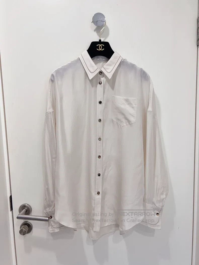 Brunello Cucinelli Brunello Cucinelli Beige Beaded Shirt Jacket Size S / US 4 / IT 40 - 1 Thumbnail