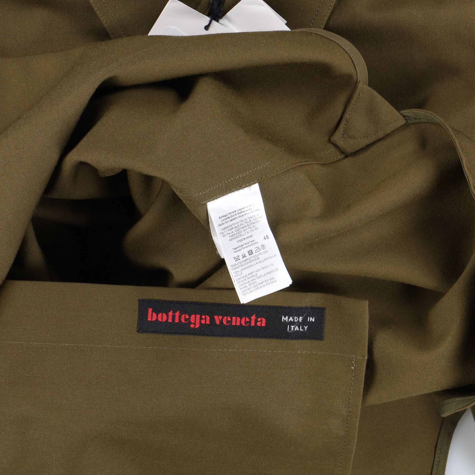Bottega Veneta Green Grain de Poudre Wool Double Layer Overshirt Size US M / EU 48-50 / 2 - 9 Thumbnail